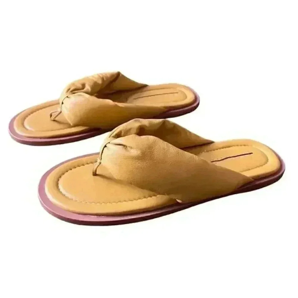 NEW Free People Vicenza Puffy Thong Sandals Flip Flops in Yellow
